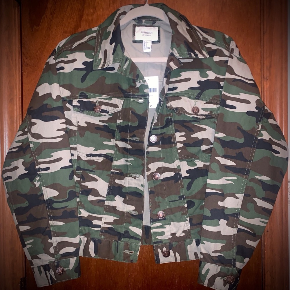Camo Print Denim Jacket